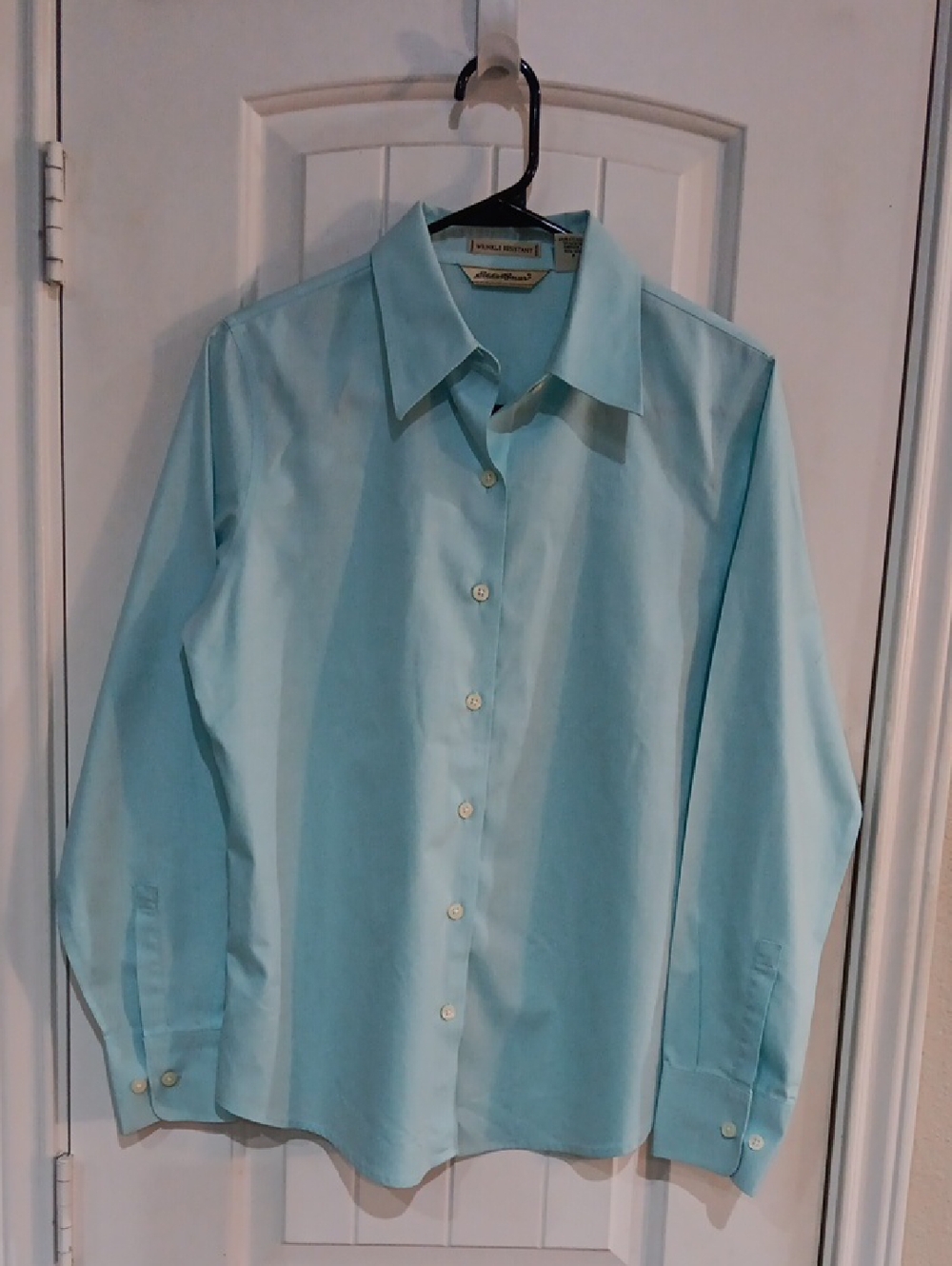 Vintage Eddie Bauer Wrinkle Resistant Cotton Shirt - Light Blue - Size S (20" Pi